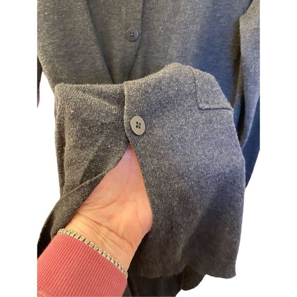 J Jill women’s wool blend gray duster/cardigan with pockets, size medium ￼ - Picture 4 of 6